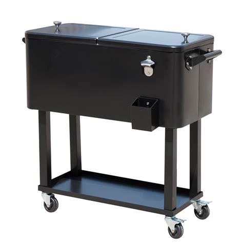 Outsunny Rolling Patio Cooler Cart, Standing Ice 